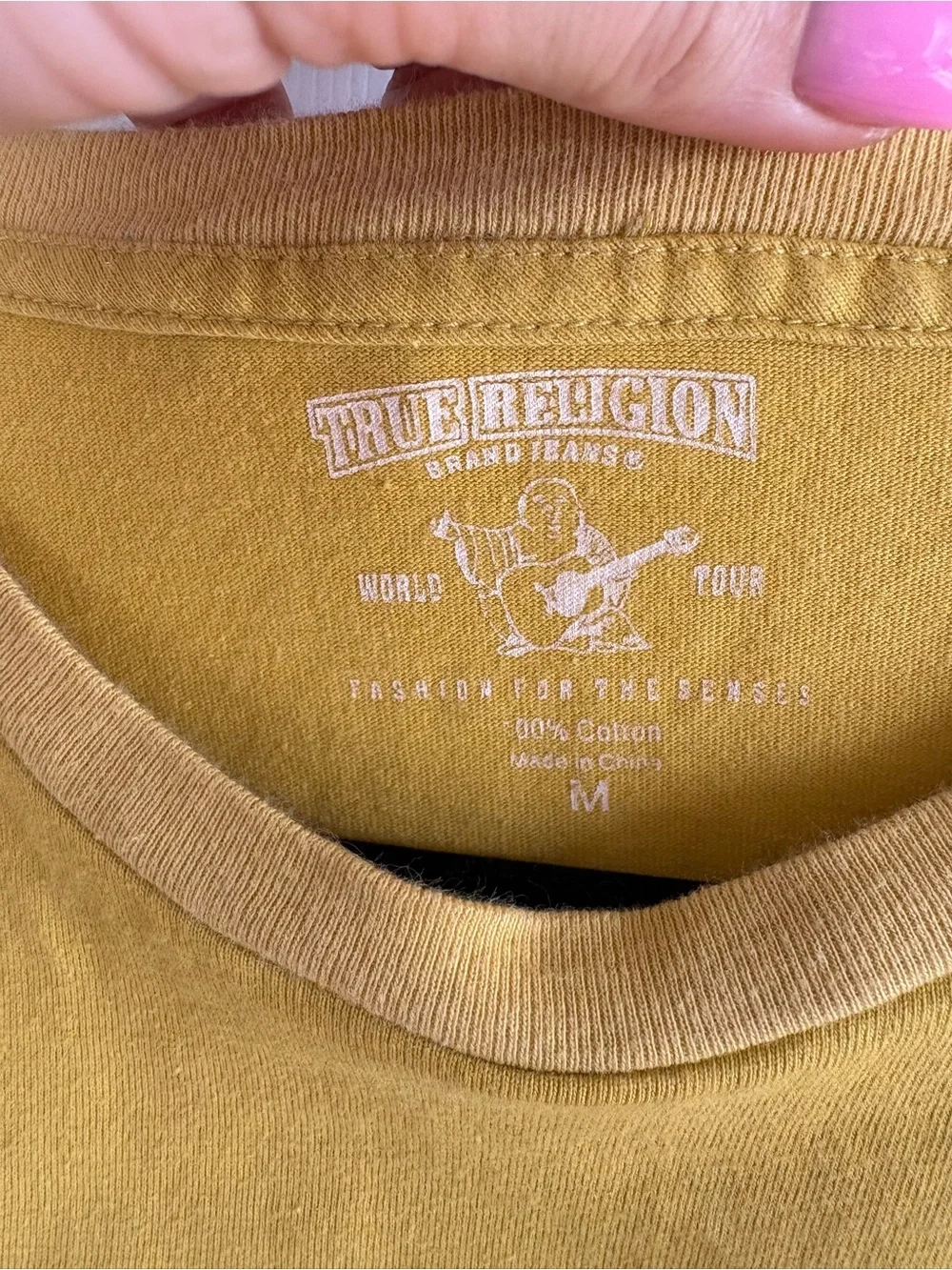 True Religion T-shirt Mens Yellow Red M Skull Uranium City Pi-rats Grunge Punk